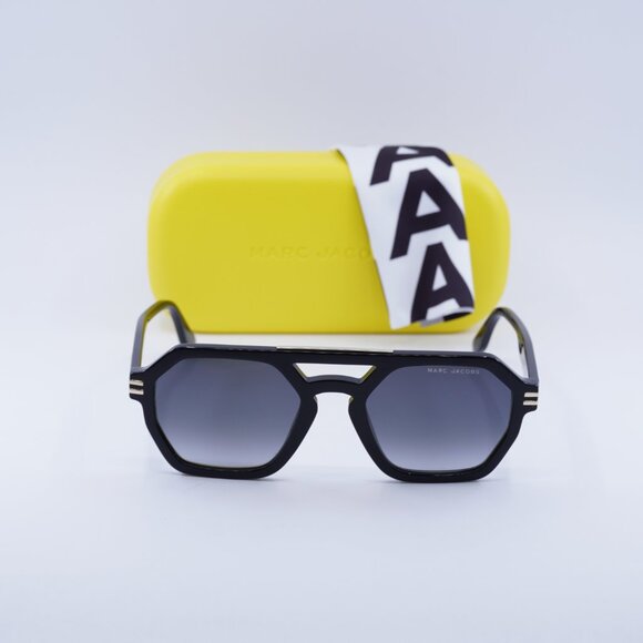 Marc Jacobs MARC 587/S 0807 9O Geometric Sunglasses - Black\Gray Gradient - Picture 2 of 10
